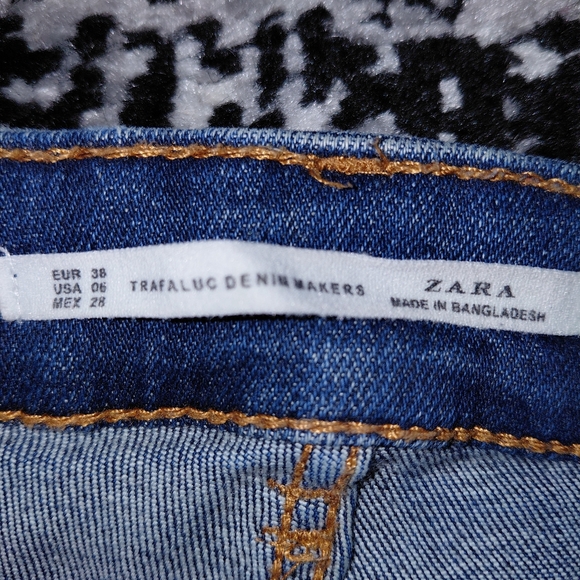 Zara Trafaluc Distressed Ripped Skinny Jeans Blue Size 6 / 38 - Picture 11 of 16